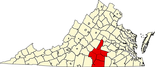 Areas served in Virginia